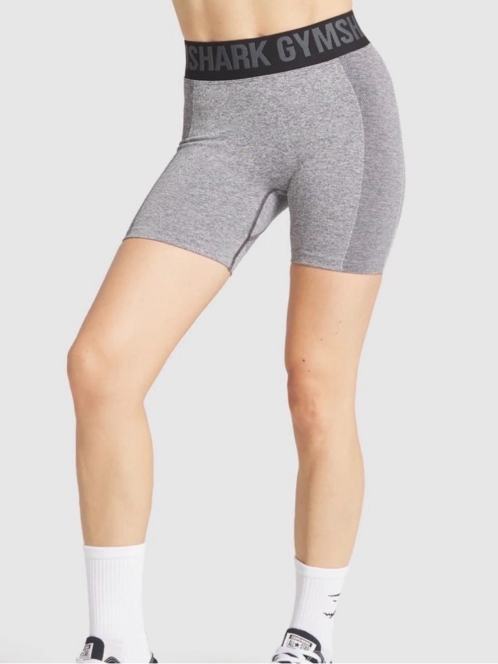 Gymshark Womens Flex Cycling Shorts Grey Marl High Rise Seamless Training Size M